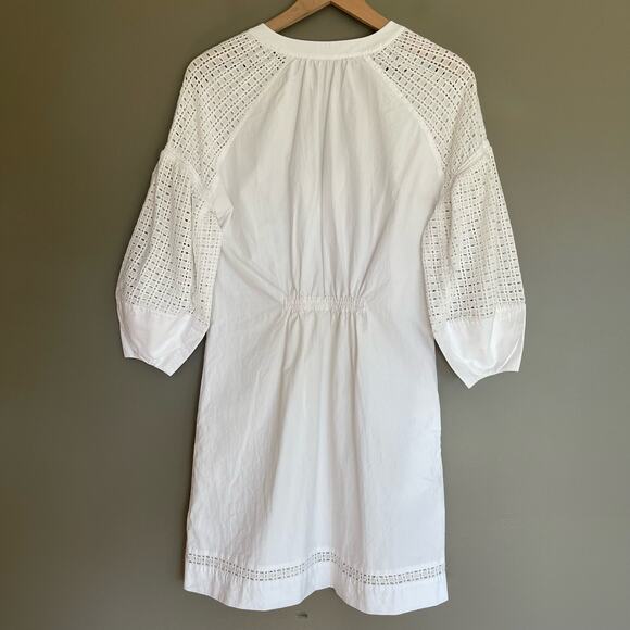 BROCHU WALKER Koren Dress White Size XS Eyelet Lace Oversized Relaxed Chic Crisp - Picture 15 of 16